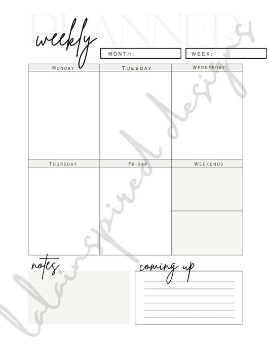 Printable Weekly Planner – Instant Download